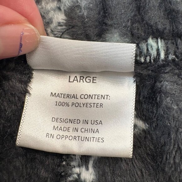 Snowflake Print Fleece Lounge Pants Womens Large Elastic Waist Gray & Mint Green - Picture 4 of 8